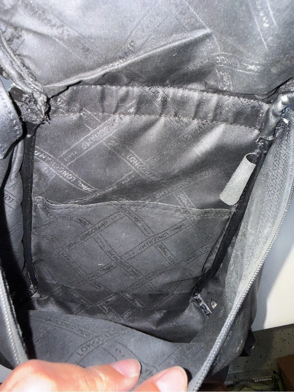 VTG Longchamp Paris Black Leather Backpack
